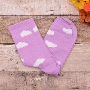 Dreamy Clouds Crew Socks White on PInk Gift Packaged
